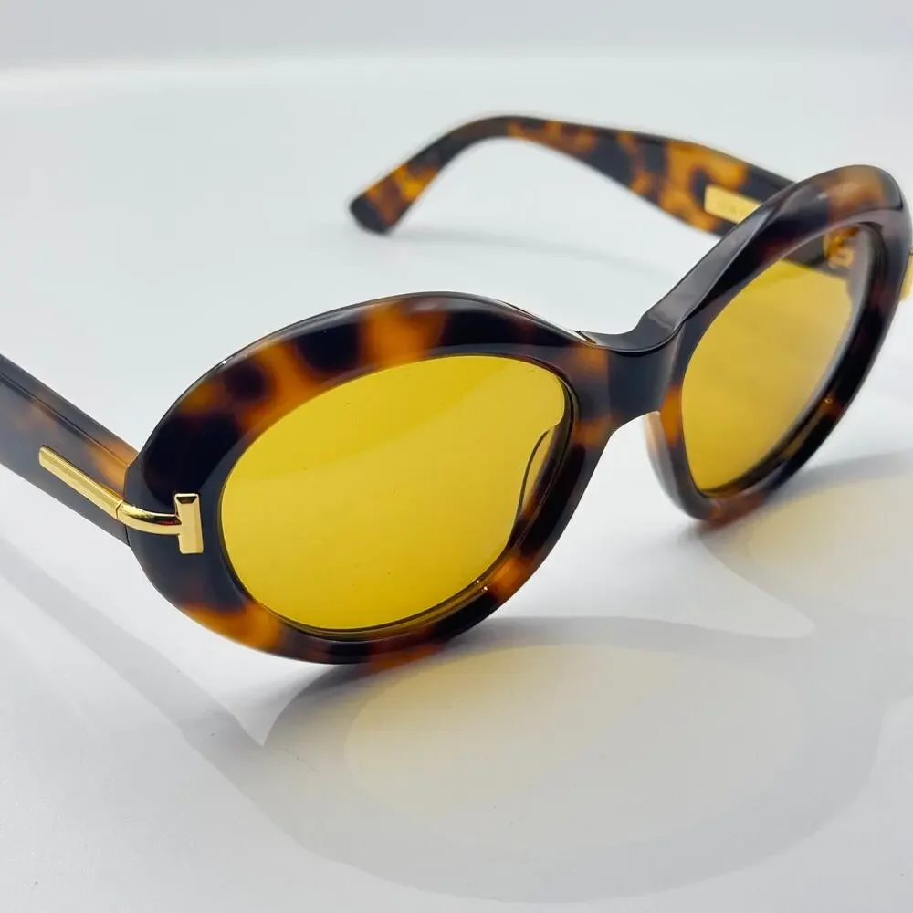 Tom Ford Sunglasses Icon FT1328 53E Havana Oval Frame Brown Lens 55-18-140 New